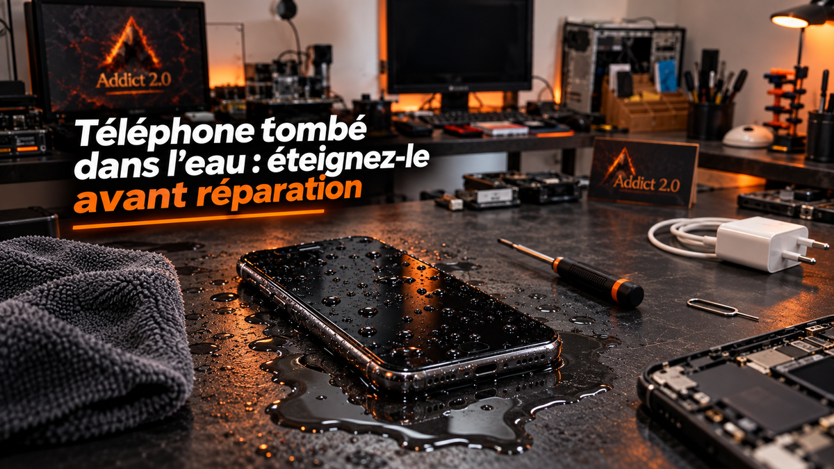Un téléphone tombé dans l’eau : l’éteindre avant de chercher une réparation